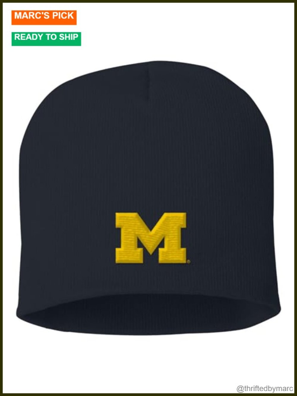 Acrylic Knit Beanie Unisex Winter Hat Michigan Fan College Sports